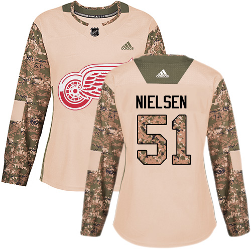 Adidas Red Wings #51 Frans Nielsen Camo Authentic Veterans Day Women's Stitched NHL Jersey